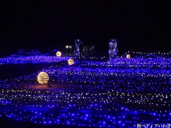 いわき市常磐湯本町の21世紀の森公園でイルミネーション4